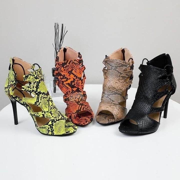 Women's Casual Shoes Sandals Snake-Skin Thin High Heels only at $59.30 Hurry. <br />
<br />
Add me f - Touchy Style