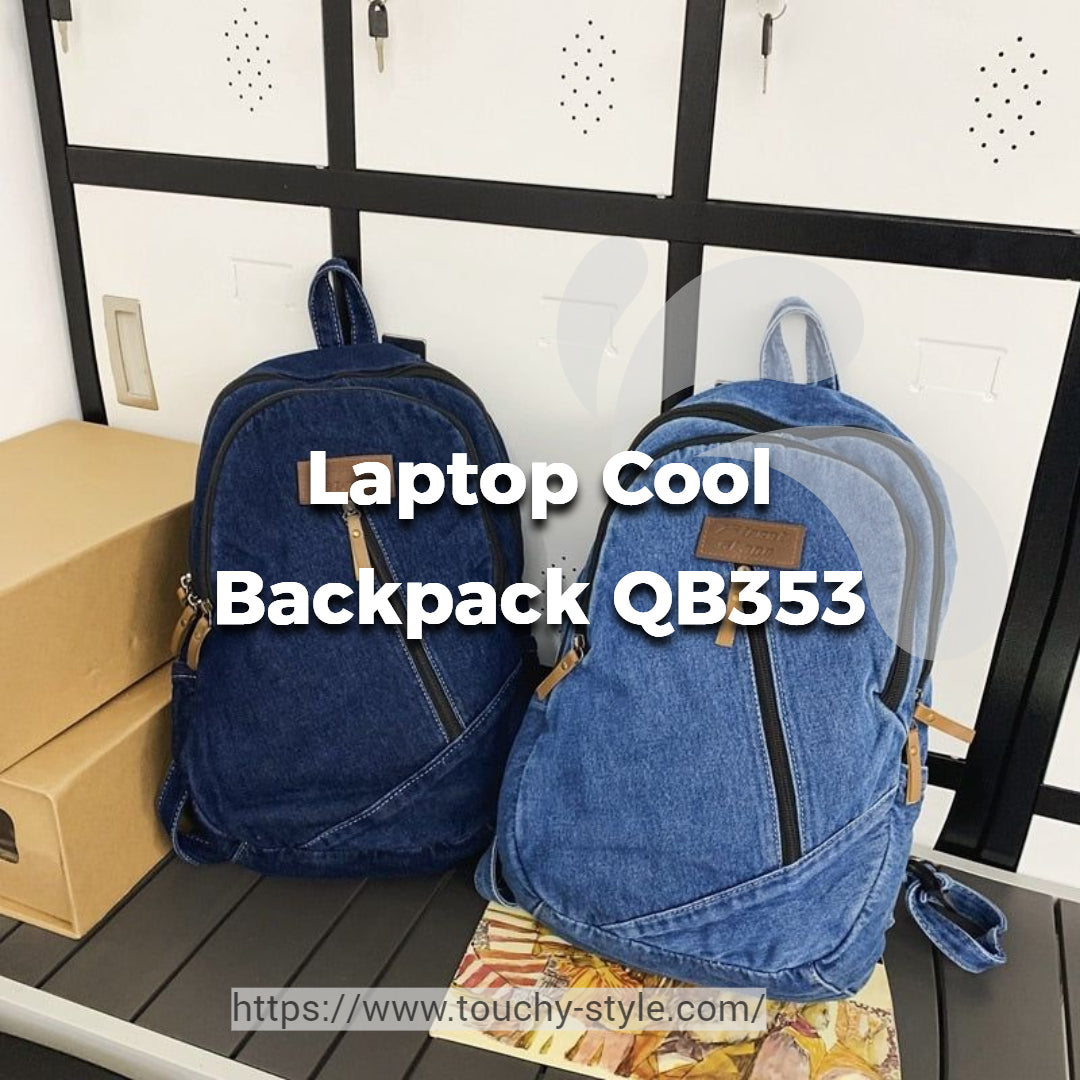 Female Canvas Travel Denim Bag - Cool Babckpack QB353 - Touchy Style .