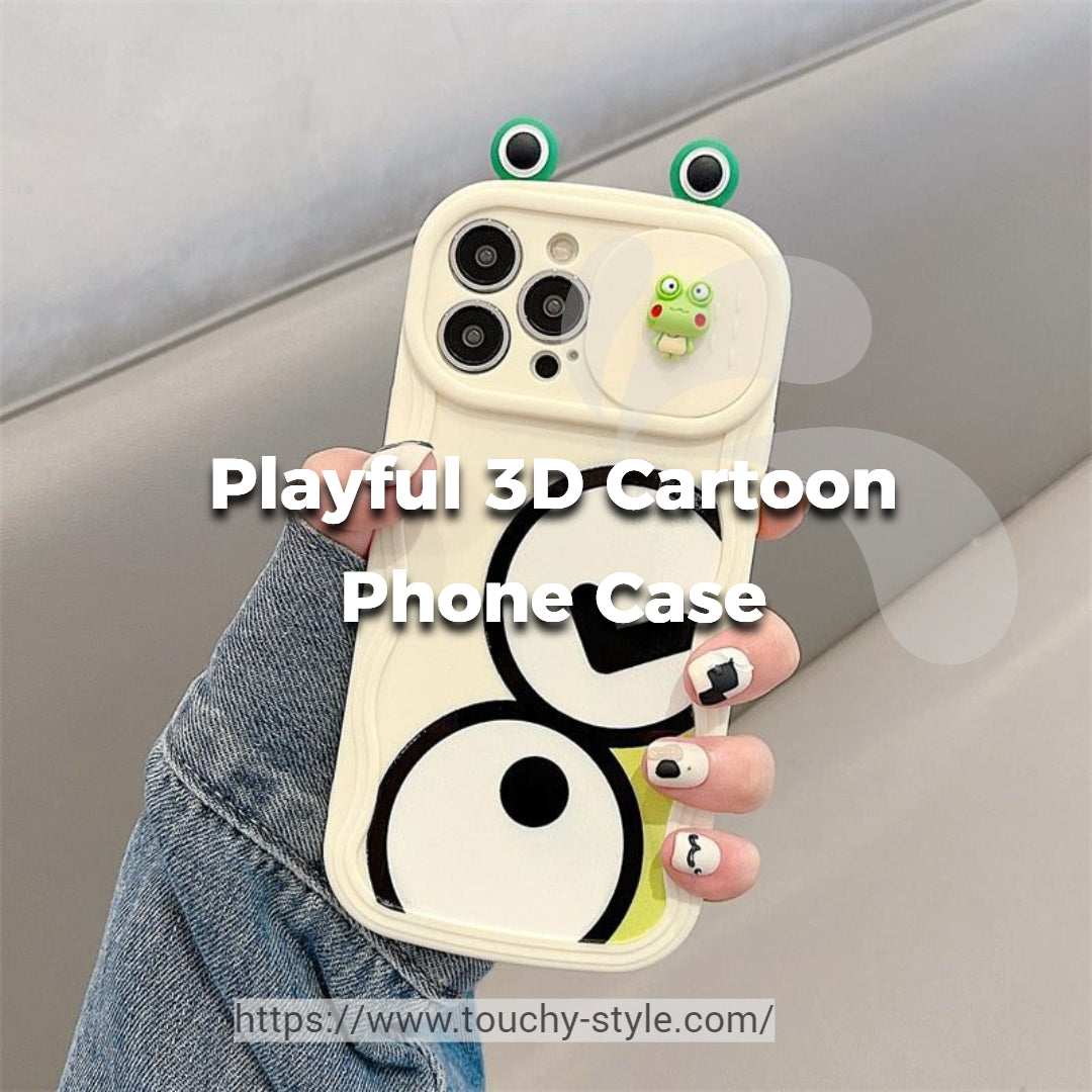 Funky Frog - Playful 3D Cartoon Phone Case with Camera Lens Cover for iPhone Models - Touchy Style .
