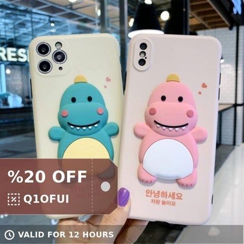Adorable Cartoon Dinosaur Phone Case for iPhone - Heavy Duty Protection & Fashionable Design - Touchy Style .
