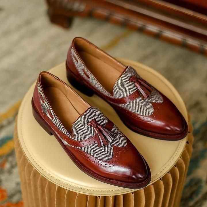 Women's Casual Shoes 2021 Handmade Slip on Loafers Female Vintage Bullock Genuine Leather Flats Oxfo - Touchy Style