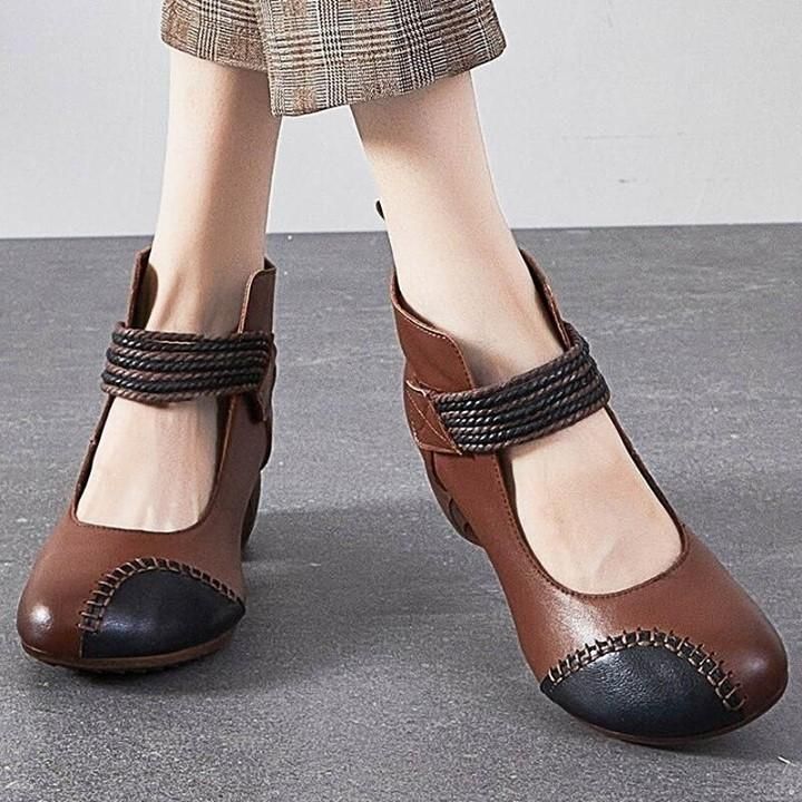 🐕 Big deals! <br />
Women's Casual Shoes High Heels Genuine Leather Pumps 2021 Hook & Loop Retro - Touchy Style .