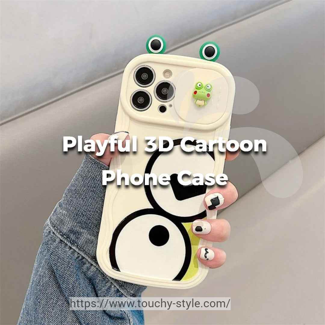 Funky Frog - Playful 3D Cartoon Phone Case with Camera Lens Cover for iPhone Models - Touchy Style