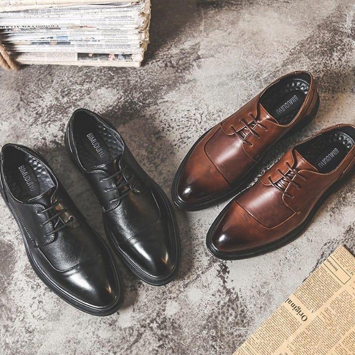 🔥 Casual Shoes Men Wedding Shoes 2020 Pointed Toe Leather Dress Shoes Designer Formal Shoes Lace- - Touchy Style .