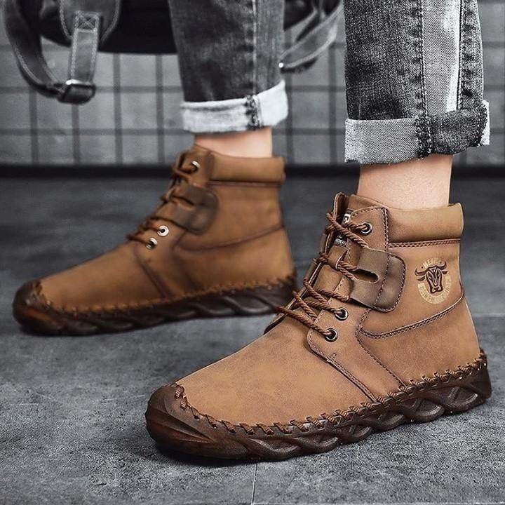 🔥 Men's Casual Shoes Handmade Leather Warm Ankle Snow Boots Outdoor Comfortable Fur Shoes For Men - Touchy Style