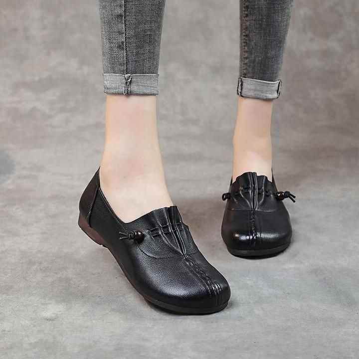 ⭕️ Women's Casual Shoes Flats Genuine Leather Low Heels Oxford Moccasins Ballet Loafers Slip on - Touchy Style