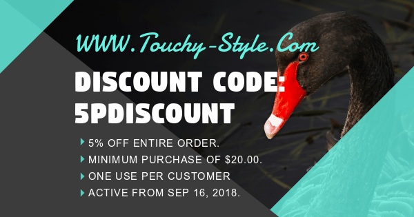 Discount Code: 5PDISCOUNT 5% Off Entire Order - Touchy Style .