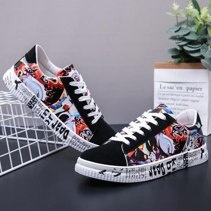 👟 $26.99 | Canvas Men's Casual Shoes New Vulcanized Sneakers Fashion Lace-Up Colorful Sport Graff - Touchy Style .