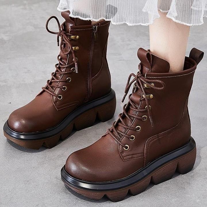 ☑️ $72.07 | Women's Casual Shoes Genuine Leather Zip Ankle Boots Leisure Round Toe 2021 Sewing H - Touchy Style .