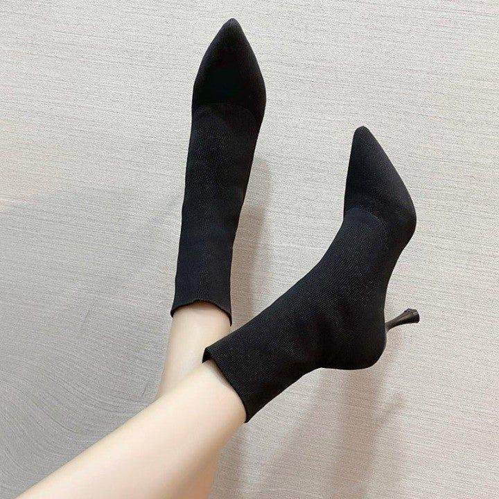 😍 Casual Shoes Simple fashion stretch socks boots women's high heels shoes knit socks boots skinn - Touchy Style