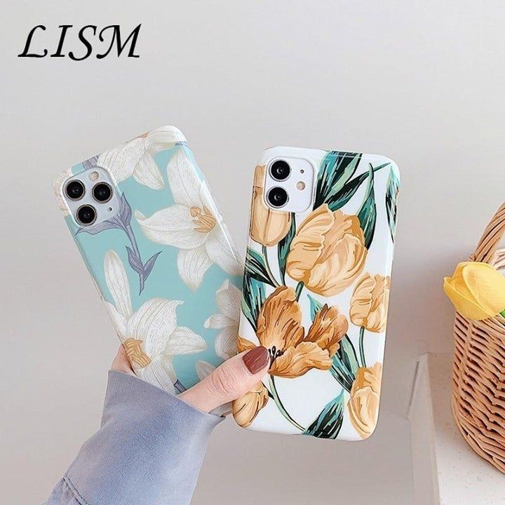 Glossy colored flowers Phone Case For iphone 8 Plus 6 6S 7 X XS Max XR 11 11Pro Max - Touchy Style .
