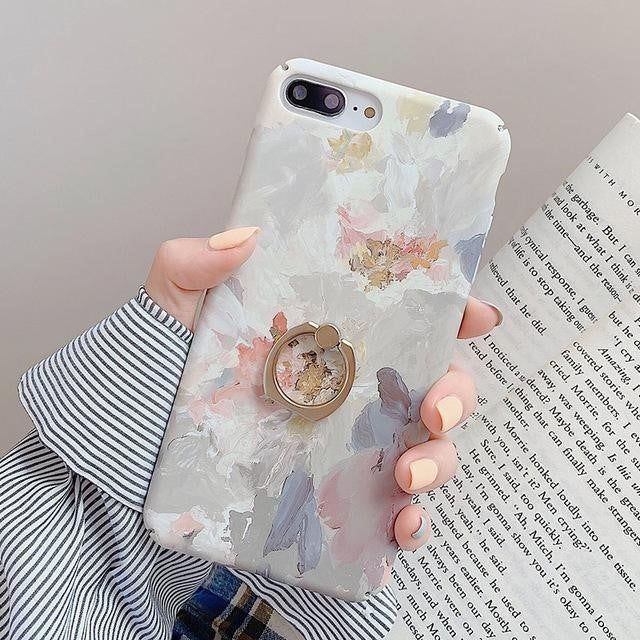 Leaf Painted Cute Phone Cases For iPhone X 11 Pro Max XR Xs max 7 Plus - Touchy Style .