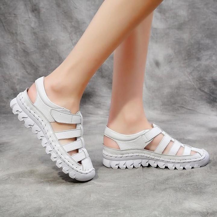 Leather Covered Toe Soft Sandals For Women's - Touchy Style .