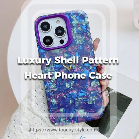 Luxury Bling Shell Pattern Heart Phone Case - Touchy Style .