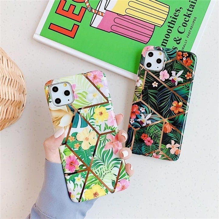 Luxury Geometric Flower Phone Case for iPhone 11 XR Xsmax X Xs 8 Plus 7 6 6s - Touchy Style .