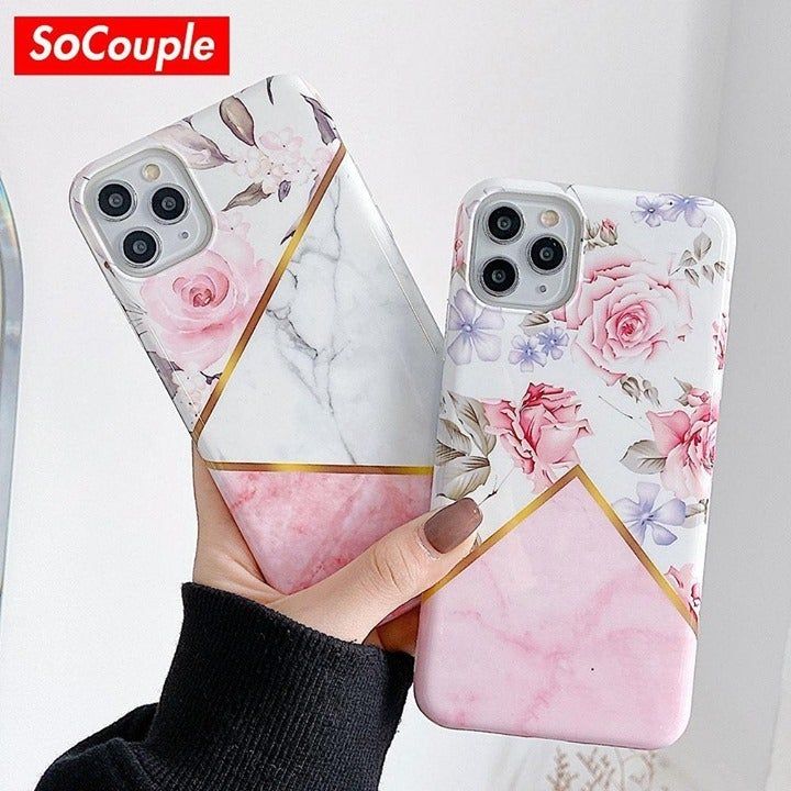 Marble Flower For iPhone XR X Xs 11 Pro Max 6 6s 7 8 plus - Touchy Style .