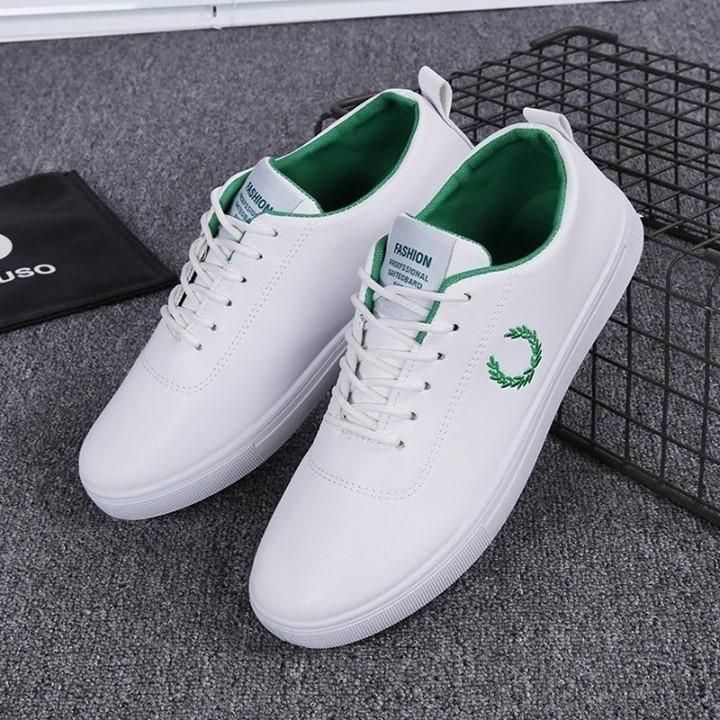 ? Men's Casual Shoes 2021 White Simple Leaf Pattern Breathable Leather Sneakers . | $24.02 <br /> - Touchy Style .