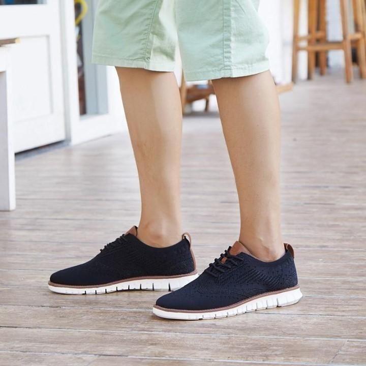 ⭕️ Men's Casual Shoes Knitted Mesh Solid Lace Up Lightweight Soft Sneakers Breathable Footwear F - Touchy Style .