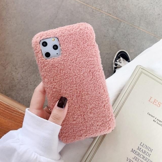 Pink Fur Phone Case for iPhone 11 XR X XS Max 11 Pro Max 7 8 6 6S plus - Touchy Style .