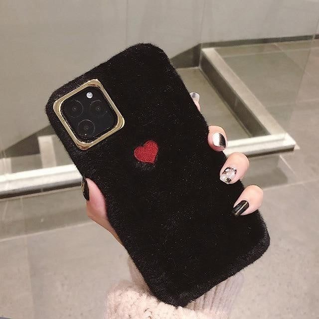 😍 Plush Heart Cute Phone... - Touchy Style .