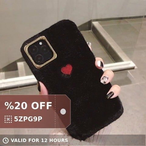 😍 Plush Heart Cute Phone... - Touchy Style .