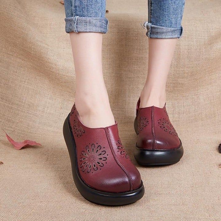 🔥 Purple Genuine Leather Soft Wedge High Heel Casual Shoes For Women's 🔥<br />
.<br />
⚡️ - Touchy Style .