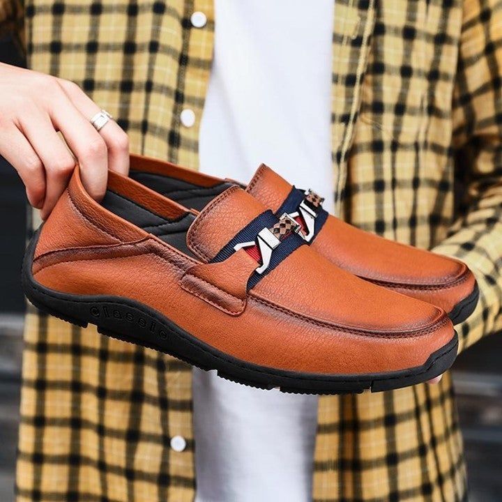 Step Up Your Style Game with Vintage Brown Leather Loafers - Touchy Style .