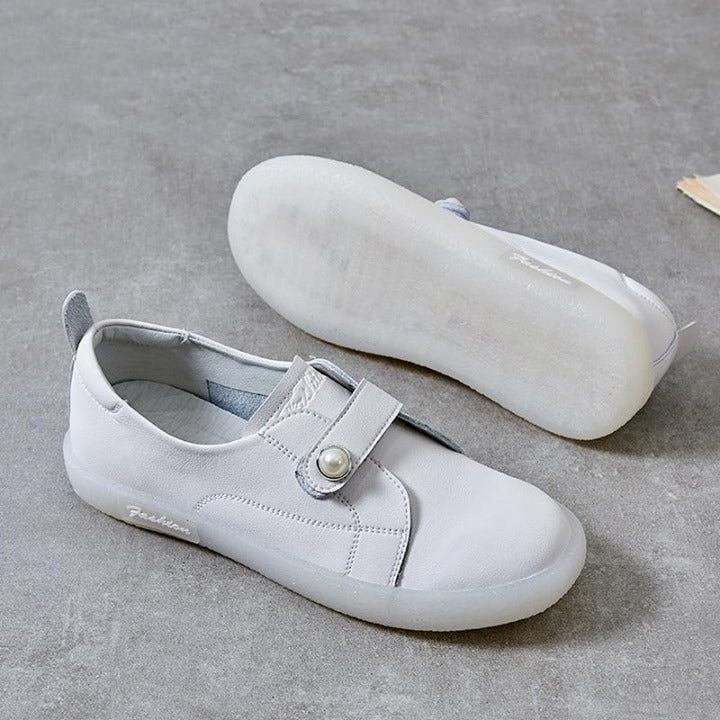 Stylish White Leather Loafers for Women - Touchy Style .