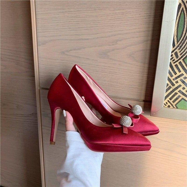 🔥 Summer New Women Shoes Pointed Toe Rhinestone Diamante High Heels All-match temperament Ladies - Touchy Style .