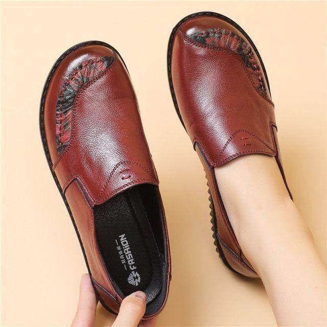 ⭕️ Women's Casual Shoes 2021 Luxury Flat Retro Vintage Genuine Leather Loafers Moccasins With Fu - Touchy Style .