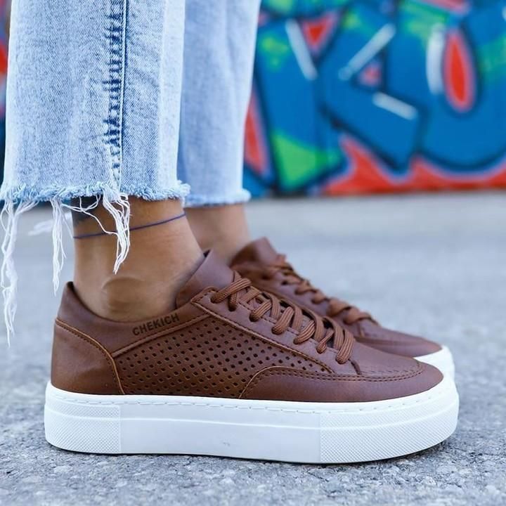 Women's Casual Shoes Brown Leather... - Touchy Style .