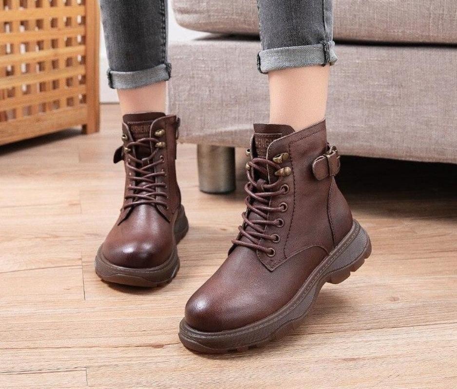 Women's Casual Shoes Cross Stroppy Ankle Vintage Punk Boots Flat - Touchy Style .