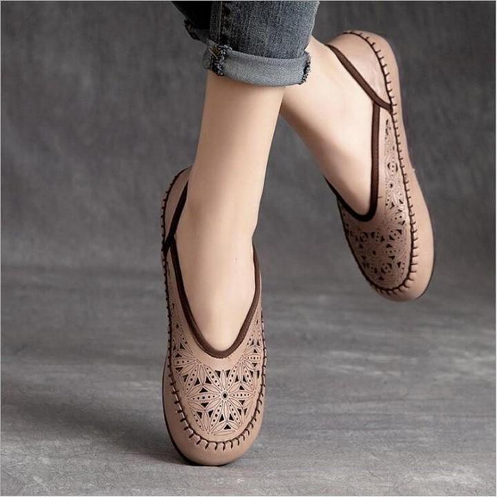 ⭕️ Women's Casual Shoes Genuine Leather Fashion Flats Comfortable Handmade Hole Shoe .<br />
⭕ - Touchy Style .