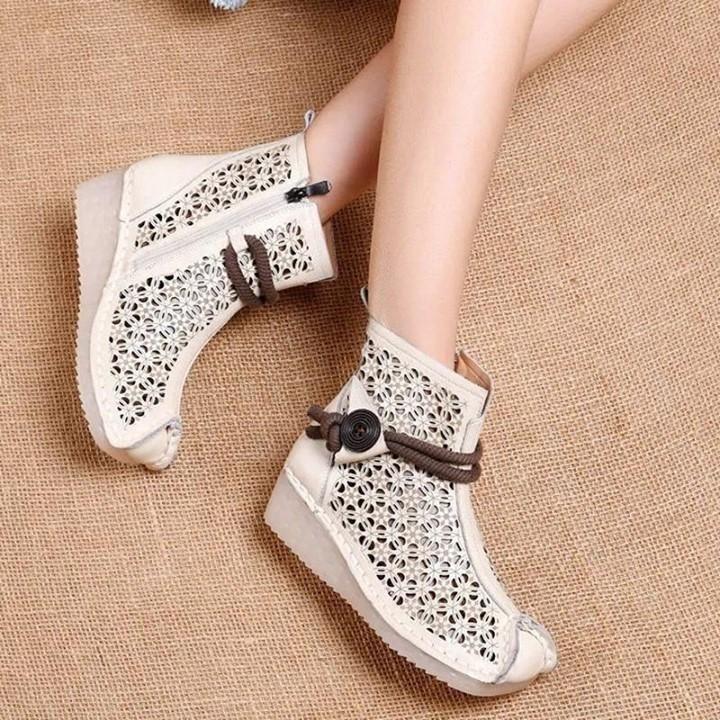 🔥 Women's Casual Shoes Handmade Genuine Leather Hollow out Sandals Wedge Soft Ankle Boots . | $79 - Touchy Style .