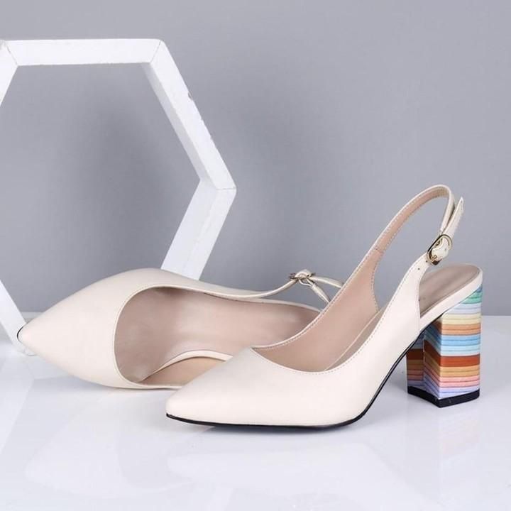 Women's Casual Shoes Leather Chunky Rainbow High Heel Sandals at $82.70 Choose your wows. <br />
<br - Touchy Style .