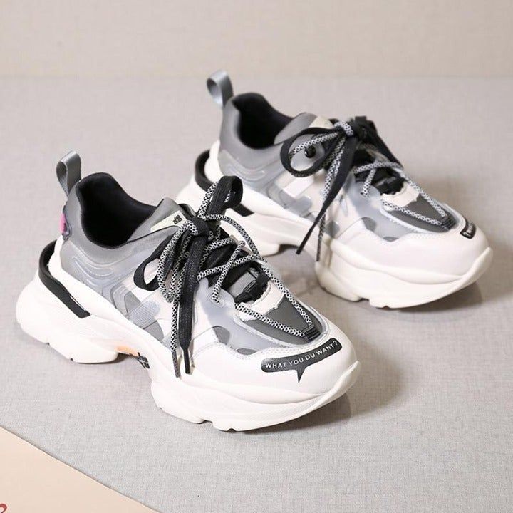 Women's Casual Shoes Leather Flat Sneakers - Touchy Style .