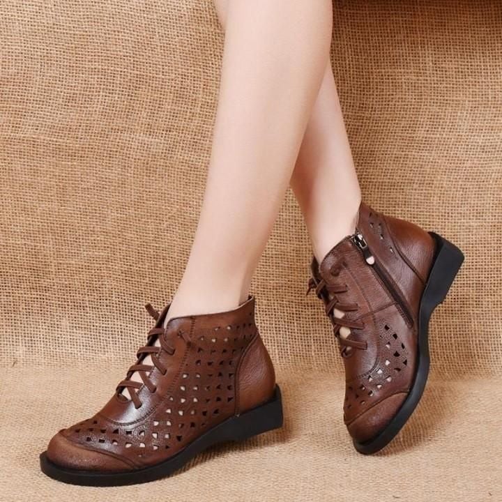 🔥 Women's Casual Shoes Soft Genuine Leather Ankle Boots Breathable Hollow Boots . | $79.55 <br /> - Touchy Style .