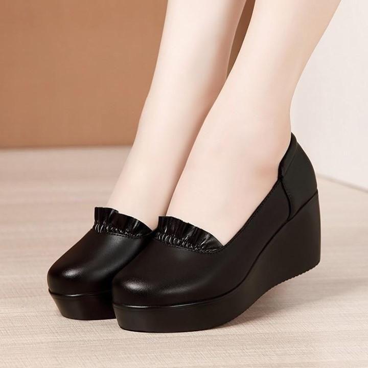 🔥 Women's Casual Shoes Wedges 2021 Pumps High Heels Leather Office Ladies Shoes . | $51.99 <br /> - Touchy Style .