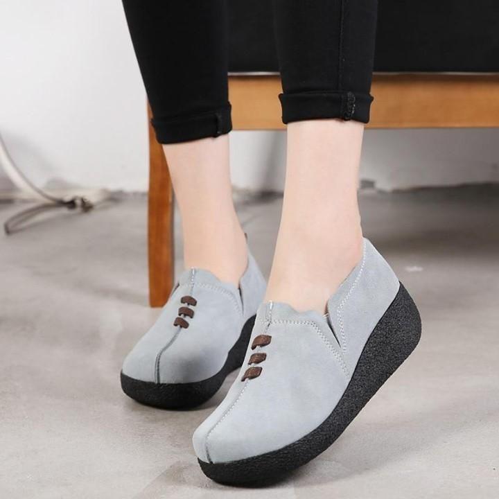 ⁌ Women's Casual Shoes Women Female Mother Ladies Genuine Leather Cow Suede Shoes Flats Platform S - Touchy Style .