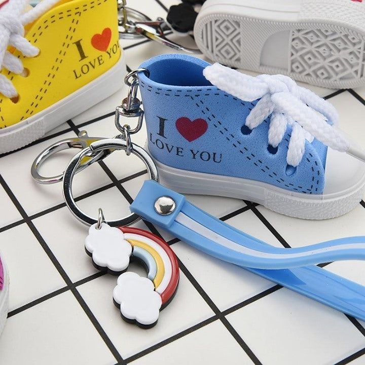 ✪ ZG 2019 Mini Silicone Canvas Shoes Keychain Bag Charm Woman Men Kids Key chain Cute Key Holder u - Touchy Style .