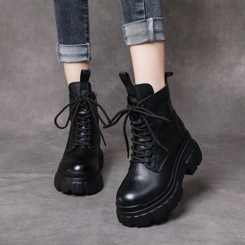 BLACK LEATHER ANKLE BOOTS - Touchy Style .