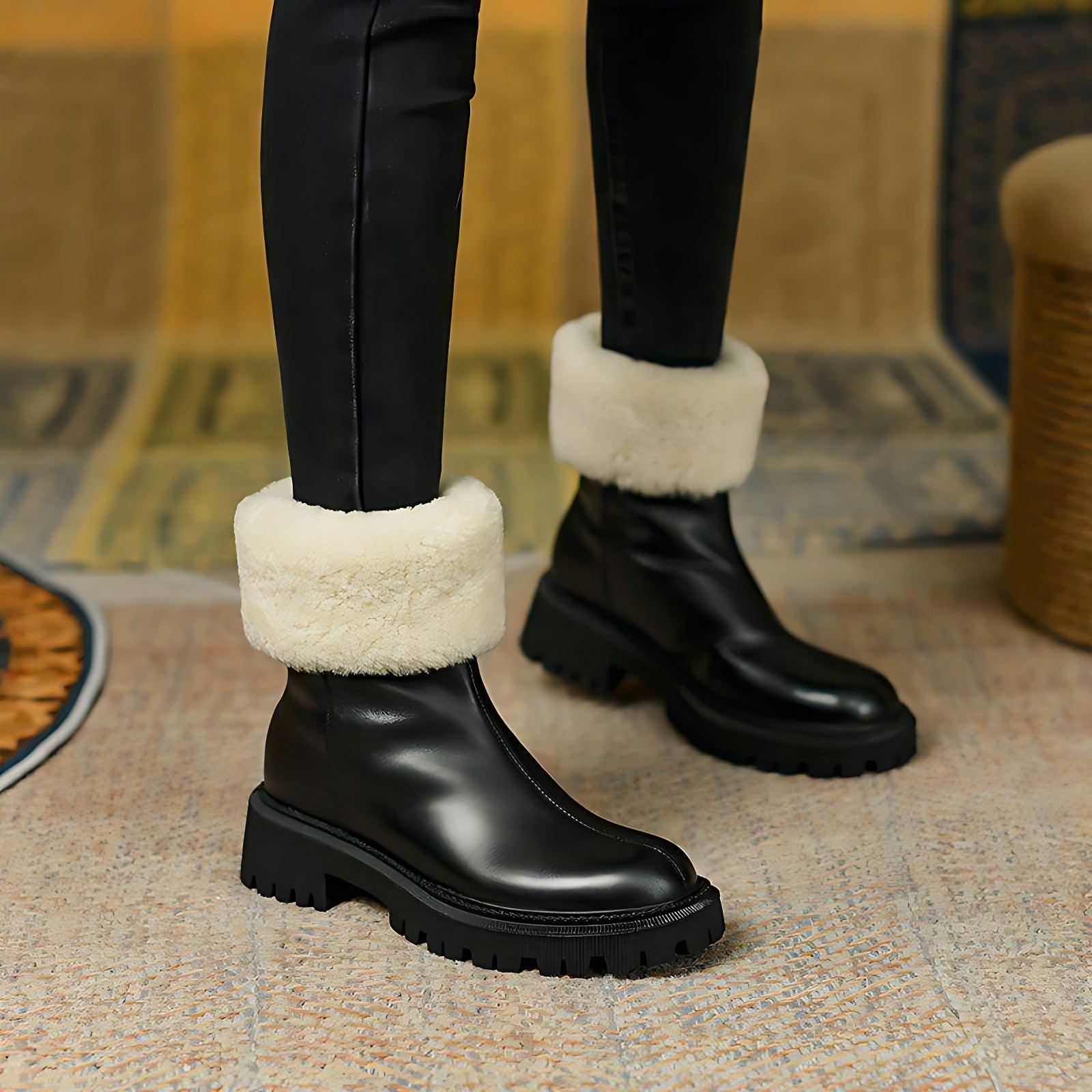 Women's Black Ankle Boots - Touchy Style .