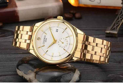 069A - Simple Watch - Golden Quartz Wristwatch for Men - Touchy Style
