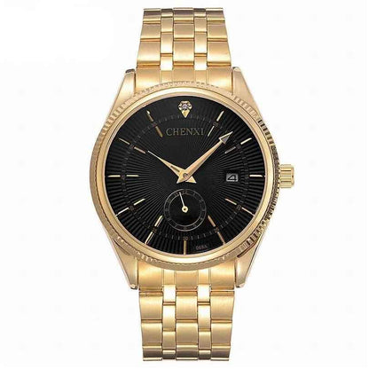 069A - Simple Watch - Golden Quartz Wristwatch for Men - Touchy Style