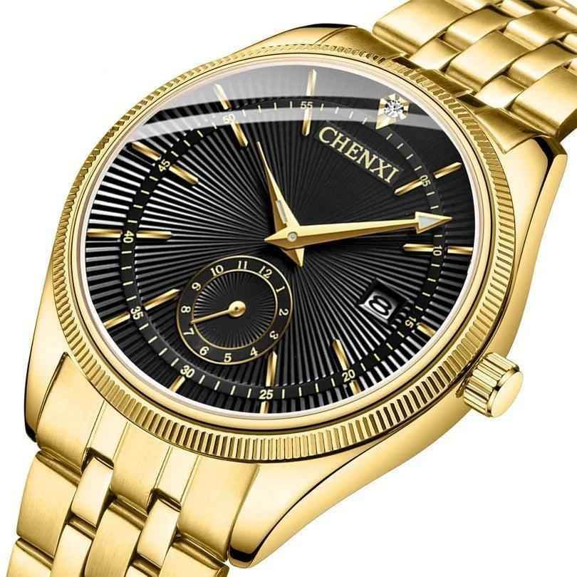 069A - Simple Watch - Golden Quartz Wristwatch for Men - Touchy Style