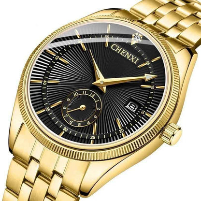 069A - Simple Watch - Golden Quartz Wristwatch for Men - Touchy Style