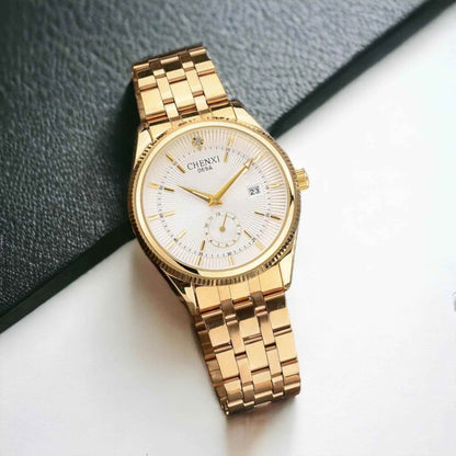 069A - Simple Watch - Golden Quartz Wristwatch for Men - Touchy Style