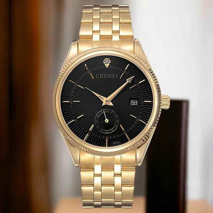 069A - Simple Watch - Golden Quartz Wristwatch for Men - Touchy Style