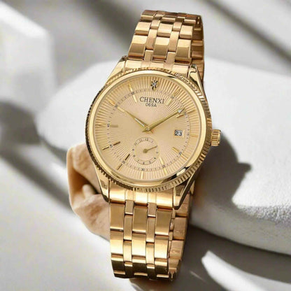 069A - Simple Watch - Golden Quartz Wristwatch for Men - Touchy Style