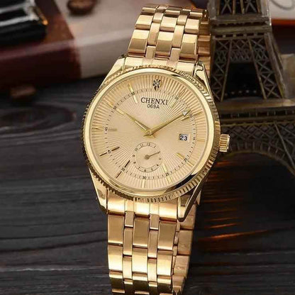 069A - Simple Watch - Golden Quartz Wristwatch for Men - Touchy Style